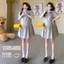 Váy bà bầu phong cách Hàn Quốc hè, in chấm bi bằng cotton nguyên chất