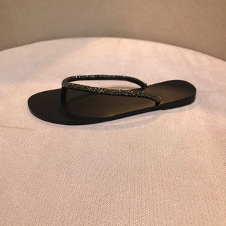 224 Mùa Hè Với Kim Cương Flip-Flops Flat Flip-Flops Mặc Ngoài Dép Đi Biển Dép Nữ Đen Phù Hợp Với CIH