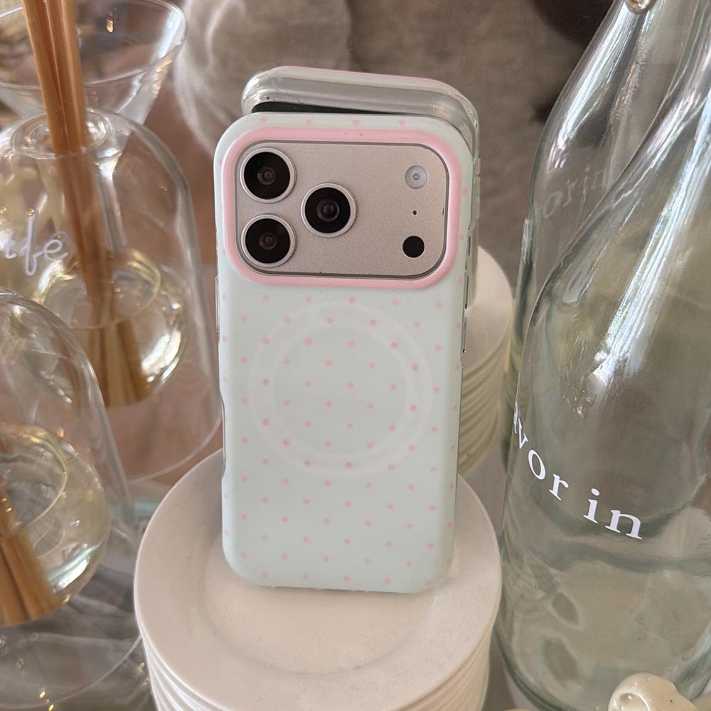Vỏ cứng Tương thích với iPhone 13 14 14Pro 14ProMax 15 15Pro 15ProMax 16 16Pro 16ProMax 17 17Pro 17ProMax Macaron Wave Points Pattern Magnet Case