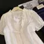 Áo sơ mi viền nấm ren trắng Thiết kế áo sơ mi ngắn tay Feel Niche Baby Shirt Cover Belly