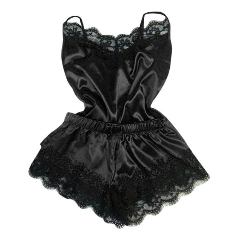 JULYHOT Nữ Satin Pyjama Bộ Dây Đeo Không Tay Cami Top Ren Viền Váy Ngủ 2 Mảnh Loungewear Cho Mùa Hè Nhà Thoải Mái Massivedeals