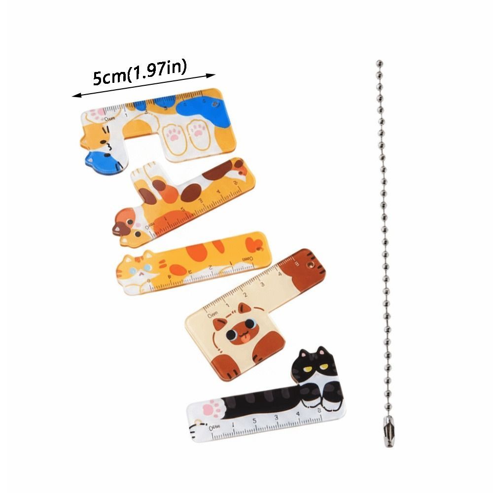 HIGHVIEWLS 5 Thước Động Vật Hoạt Hình, Thước Mini Chó Mèo 5cm Sáng Tạo, Ba Lô Di Động Dễ Thương Charm Thước Ba Lô Charm