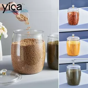 Xô trong suốt YICA, Bình đựng gạo chống côn trùng, Bình đựng gạo gia dụng miệng rộng cấp thực phẩm bền bỉ Trang chủ