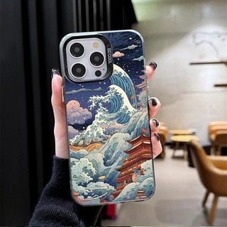 Vỏ sóng đại dương Ukiyo-e Nhật Bản cho Huawei Honor X9D X8D X7D X6D X9B X9A X7A X8A X9C X6C X5C X6B X7B X9 Vỏ điện thoại di động Laser cứng IMD 3D Mạ nghệ thuật thời trang