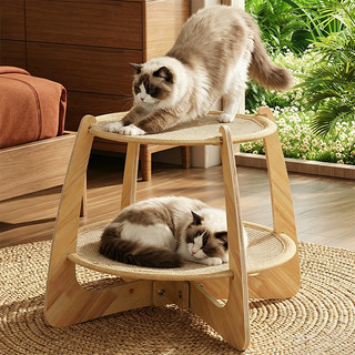 Giường cào mèo, Võng thú cưng bằng gỗ 2 tầng có Sisal, Giường mèo thoáng khí cho mèo con trong nhà & Mèo trưởng thành, Thoải mái cho mọi mùa