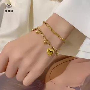 Vòng tay mặt dây chuyền thiết kế hình học hình bướm tình yêu thời trang bằng thép titan dành cho nữ Không phai màu Trang sức Quà tặng sinh nhật ngày lễ tình nhân [Mina]