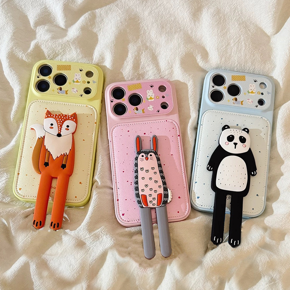 Ốp điện thoại da hình cáo Panda cho iPhone 17 Pro Max 16 15 14 13 Vỏ bảo vệ chống sốc