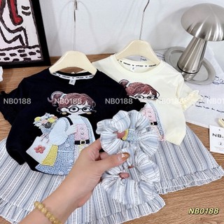 10-30kg Set cô gái trắng đen mix quần kẻ NB