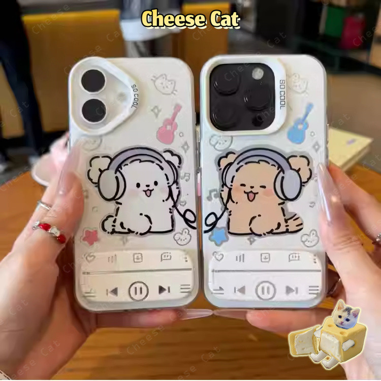 Dòng Nhạc Cún Con Cặp Đôi Dành Cho iPhone 13 14 15 12 11 16 17 Pro Max 16E Xs Max XR 7Plus Có Gương Giá Đỡ Điện Thoại