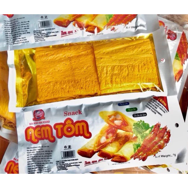 Sỉ Bịch 30 gói Snack Nem Tôm Ba Anh Em Food, Đồ Ăn Vặt cổng trường, đồ ăn vặt tuổi thơ, Đồ ăn vặt food