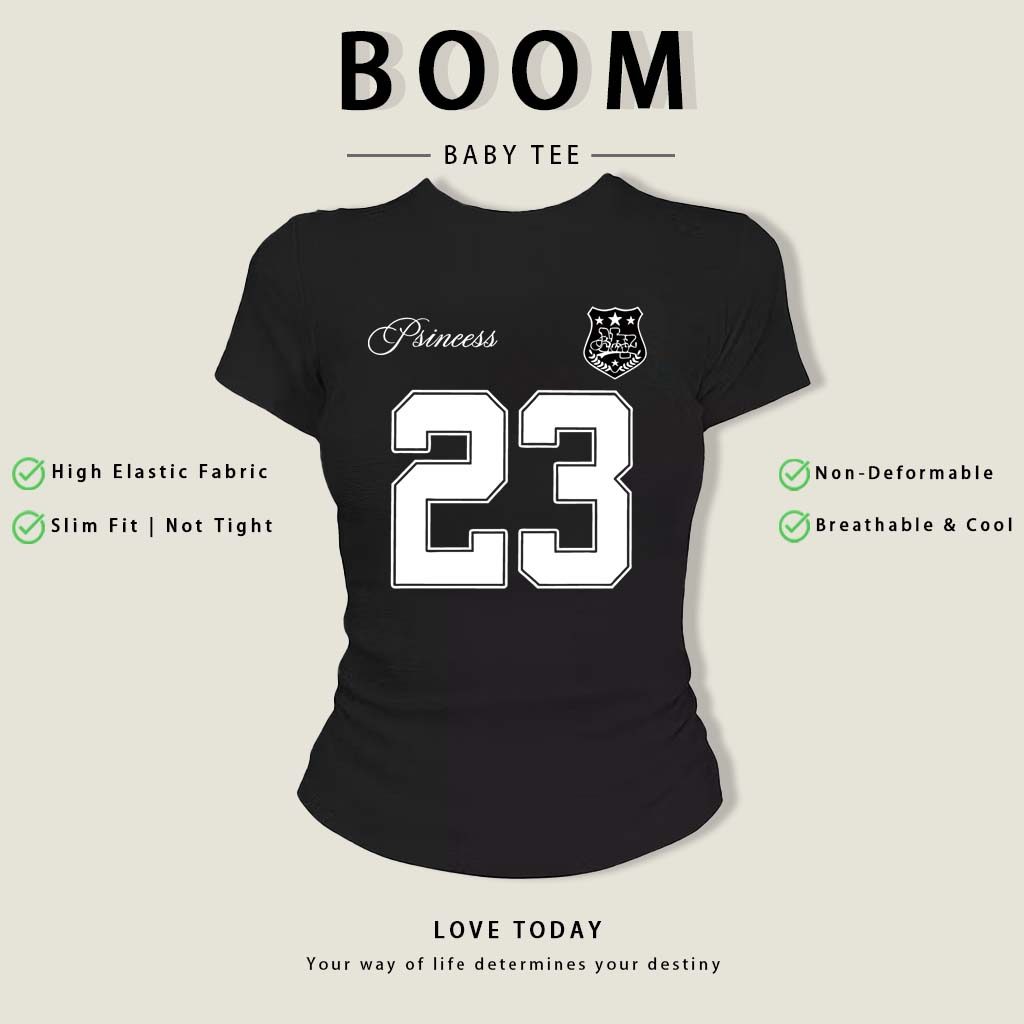 BOOM Áo Baby Tee Nữ Cotton Ôm Body-Áo Thun Ngắn Tay Y2K In Hình PhongCách Mùa Hè, Cổ Tròn Hàng Đầucách hàn quốc phongW70