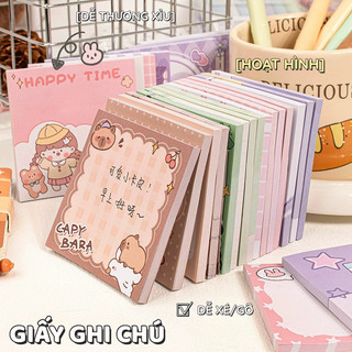 Giấy Note Capybara Xinh Xắn – Giấy Ghi Chú Mini 100 Tờ Dán Được, Mẫu Cute Hot Trend Tiện Lợi Mang Đi Học
