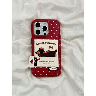Ốp Điện Thoại Thích Hợp Cho iPhone 7 8 X XS XR XSMAX 11 12 13 14 15 16 17 Pro max Plus Air Năm Mới Lưới Thêu Dachshund Vỏ Bảo Vệ Chống Sốc Bao Gồm Tất Cả RJSE