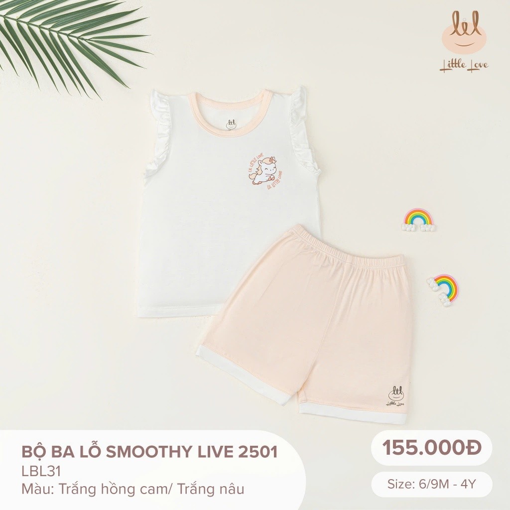 Bộ quần áo ba lỗ vải sợi tre [ Mềm, mỏng, mát có dãn và thấm hút tốt]  dành cho bé  từ 6 tháng - 4 tuổi(LBL31)