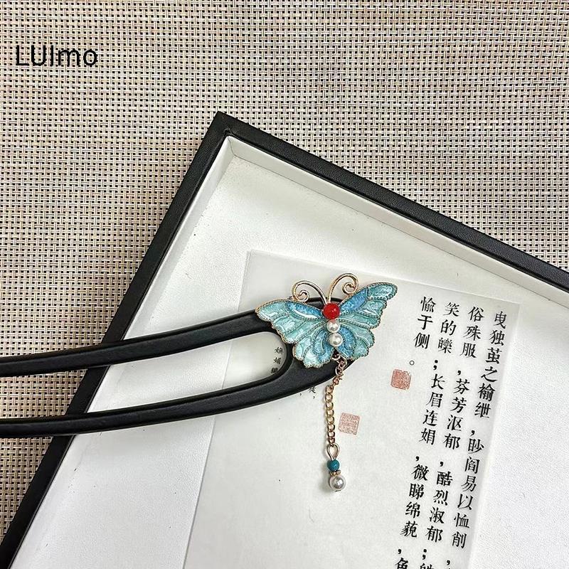LUImo Vintage sel Kẹp Tóc Cho Nữ Cô Gái Trang Sức Mới Quà Tặng Mũ Đội Đầu Trung Quốc Hanfu Tóc Dính Phụ Kiện SBS