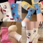 Dày để giữ ấm hoạt hình Hello Kitty Mid-Tube Tất Cotton chải màu nữ