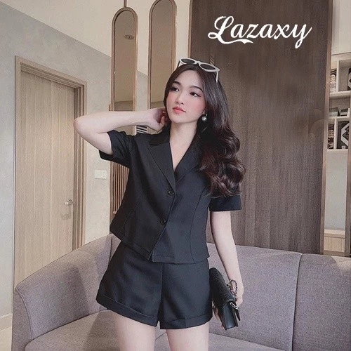 Set Vest Đùi Siêu Xinh Lazaxy cổ áo vest quần đùi chất vải thoáng mát phù hợp đIchơi dạo phố