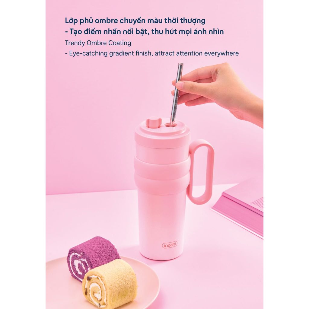 [NEW] Bình giữ nhiệt FUJI CHARM Inochi 750ml có 5 lớp cách nhiệt, lõi phủ sứ kèm ống hút inox có nắp đậy