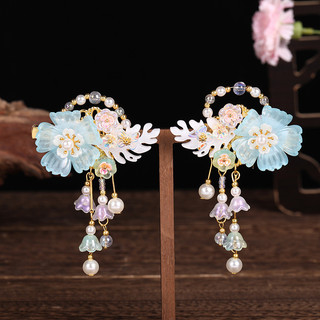 Trẻ Em Cổ Hanfu Mũ Đội Đầu Trẻ Em Kẹp Tóc Cặp Kẹp Trẻ Em Tua Rua Kẹp Tóc Handmade Bước Lắc Kẹp Tóc 25.12.24