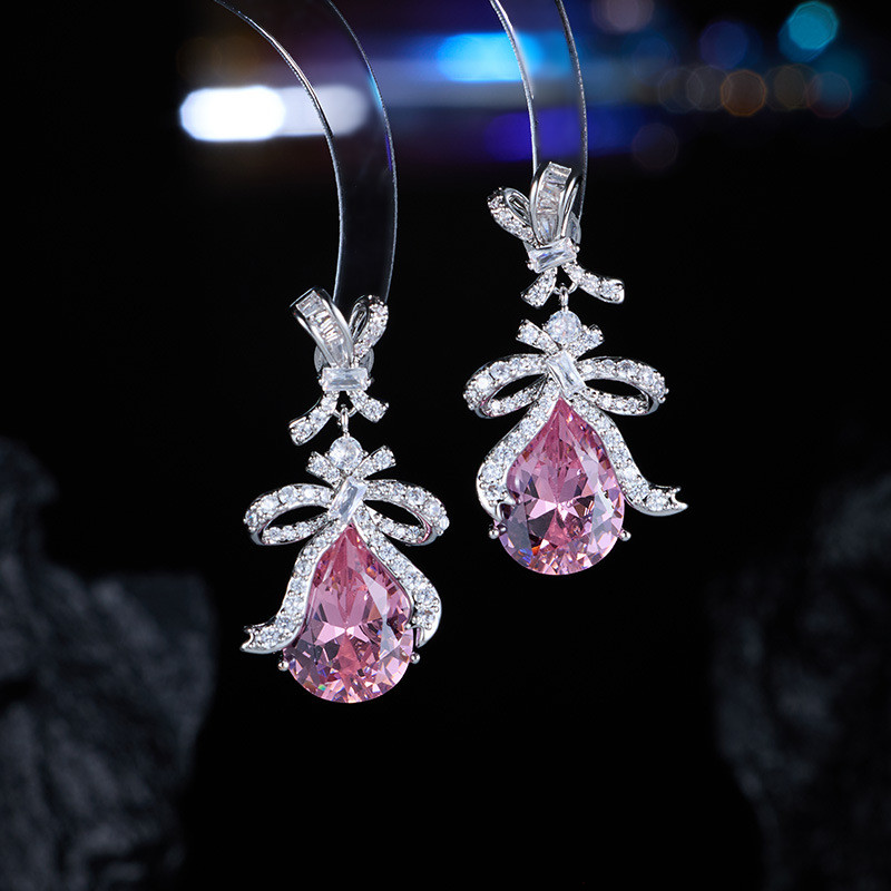 Bông tai zircon nơ cao cấp nhẹ sang trọng