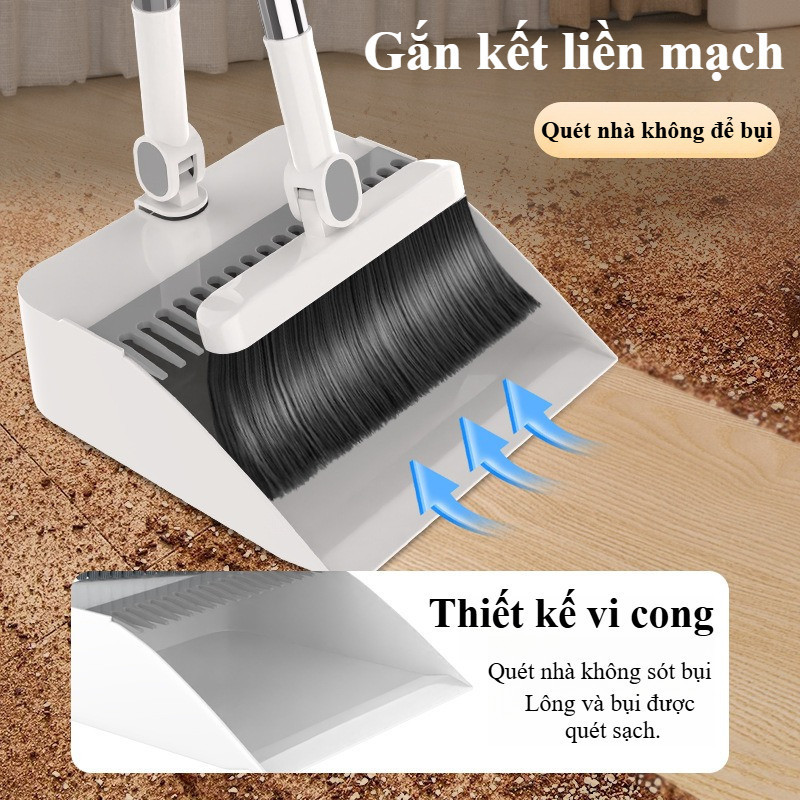 Bộ Chổi Quét Nhà Gấp Gọn 2 Trong 1 Cán Dài Xoay 180 Độ Chất Liệu ABS Đa Năng Tiện Lợi Cho Nhà Ở Văn Phòng