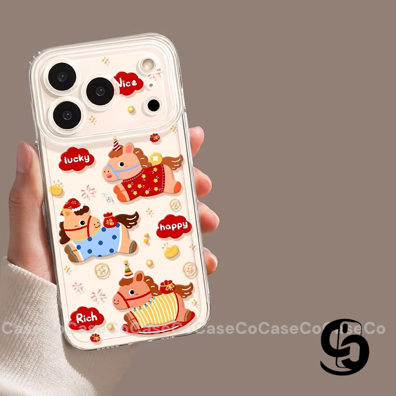 Áp cho IPhone 13 17 12 16 11 14 15 Pro Max 8 14 15 16 7 Plus X XR XS Max Air SE 2020 Ốp điện thoại hình ngựa gỗ may mắn