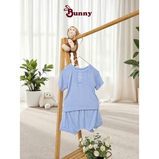 Bộ cộc cổ trụ bé trai cao cấp Bunnybaby chất tăm Hàn mềm mịn size 3-24 tháng