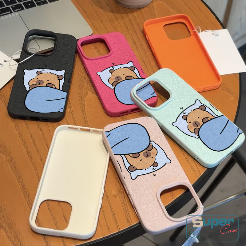 Ốp Lưng Tương Thích Cho IPhone 16 11 17 13 15 14 12 Pro Max XR 14 17 16 13 15 12 Pro 15 16 14 Plus X XS Max Cặp Đôi Thời Trang Hoạt Hình Dễ Thương Capybara Loopy Vỏ Ngủ