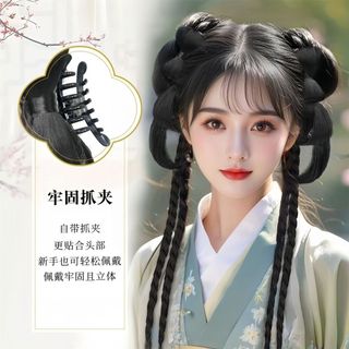 Hanfu nữ kèm tóc giả và mũ đội đầu, phù hợp cho người bận rộn