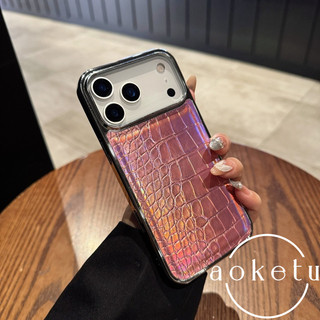 Hoa văn cá sấu Laser sang trọng Thích hợp cho iPhone 17 Promax Vỏ điện thoại 16 Apple Premium 15 mạ da 14 / 13 Vỏ bảo vệ họa tiết da đầy màu sắc