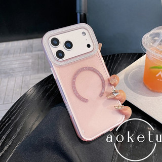 Ins Wind Triple Flash Ống kính màu hồng Lỗ lớn Thích hợp cho Apple 17 Promax Vỏ điện thoại từ tính iPhone 16 Mới 15 Pro Trong suốt dành cho nữ 14 Premium 13 Vỏ bảo vệ chống rơi