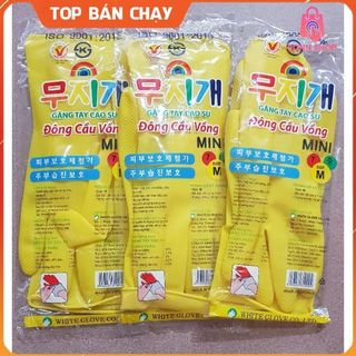 Bịch 10 đôi găng tay cao su Đông Cầu Vồng dài 26cm size M-S, găng tay rửa chén, rửa bát