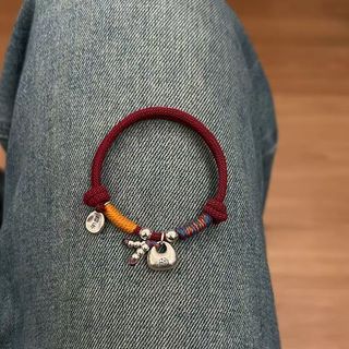 Vòng tay dệt thủ công có thể điều chỉnh, thiết kế mũm mĩm màu dây đỏ, món quà hoàn hảo dành cho nàng