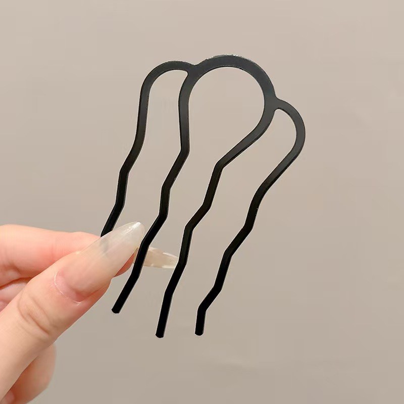 Kẹp tóc hình chữ U ngọc trai bốn gót chèn lược - Dụng cụ tiện lợi để cố định và làm đẹp mái tóc
