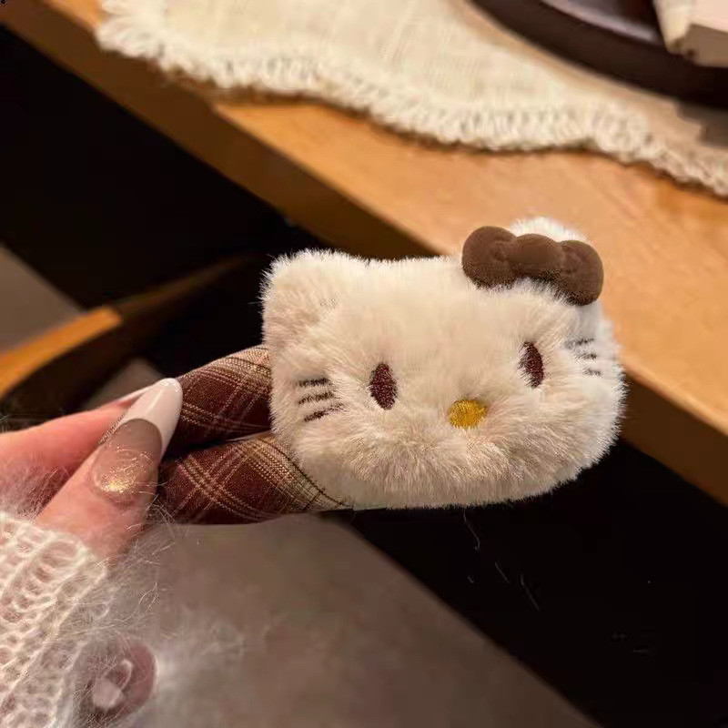 Kẹp Tóc Hình Kitty Kẻ Sọc Ngọt Ngào, Phụ Kiện Thời Trang Cho Tóc