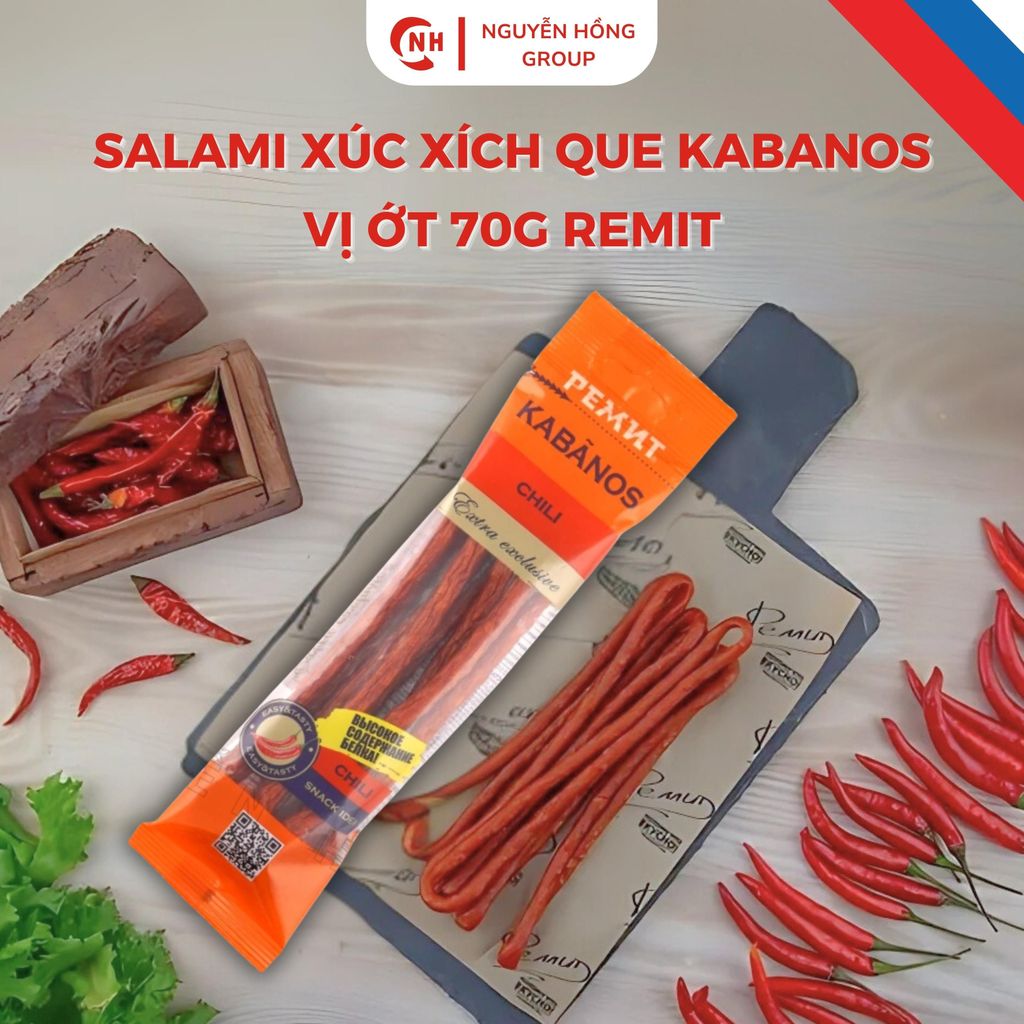 Salami xúc xích Nga que Kabanos 70g Remit - 4 Hương vị hấp dẫn từ Nguyễn Hồng Food
