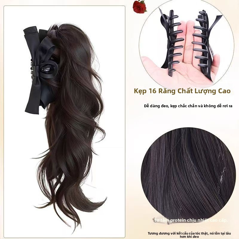 Tóc Giả Nối Đuôi Ngựa Tạo Đỉnh Đầu Cao,Kẹp Cài Có Nơ,Dây buộc tóc giả phong cách Hàn Quốc,Đội Là Đẹp Đi Làm Đi Chơi
