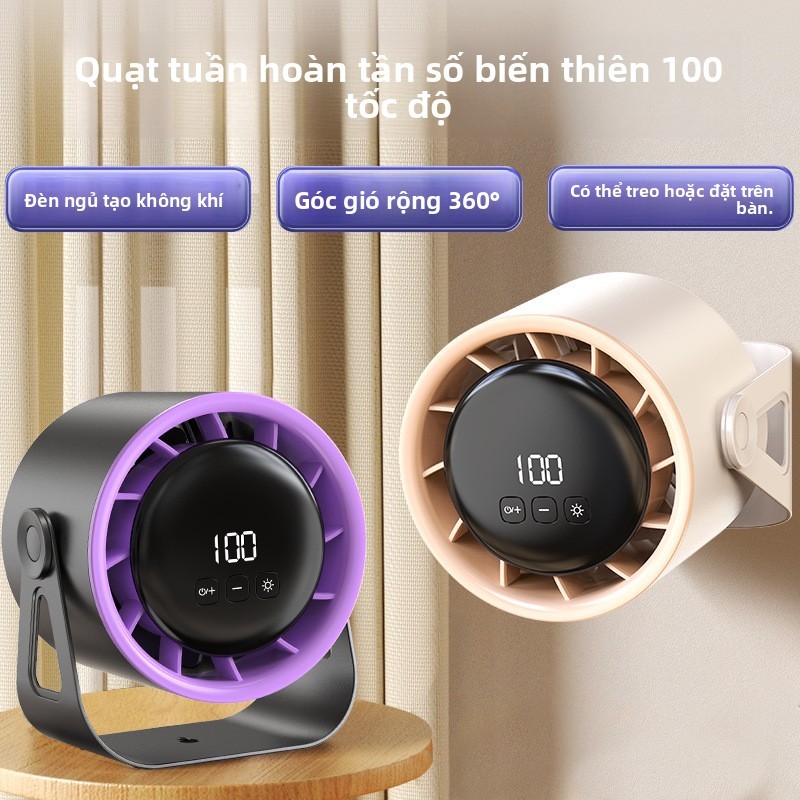 Quạt kẹp máy tính để bàn Mini có thể sạc lại Màn hình cảm ứng LED, Level 100 Siêu mát mẻ, Xoay im lặng
