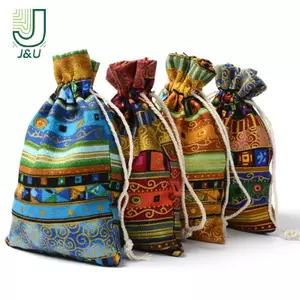 5 Chiếc Túi Trang Sức Cotton Bohemian Tặng Dân Tộc Sọc Bộ Lạc Bộ Lạc Dây Rút Túi Quà Giáng Trang Sức Túi Đảng