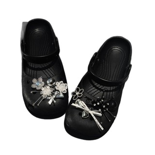 Giày Quyến Rũ 1 Bộ Ballet Flats Mary Jane Giày Trang Trí Đường Hầm Gió Hang Hoa Ống Hạt Nơ Khóa Phong Cách Thơm