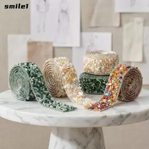 NHỎ Nhiều Màu Sắc Nhựa Kim Cương Giả Băng, Tự Dính Đá Nghiền Dải Kim Cương Giả, Chất Liệu Nhựa Nhiều Màu Sắc Không Cần Sắt Thủ Công DIY Dây Đá Trang Trí Quần Áo