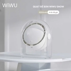 Quạt Tích Điện Để Bàn WiWU Snow Wi-FS07 - Pin 2000mAh Dùng 5H, 4 Tốc Độ Gió Tuabin Siêu Mát Chống Ồn Cho Văn Phòng Dã Ng