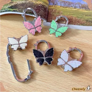 Móc Ví HERELY, Móc Túi Xách Di Động Bướm Cho Nữ, Móc Treo Túi Có Thể Gập Lại Bền Đẹp Sáng Tạo Cho Bàn