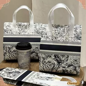 CHEESELY 10 Chiếc Túi Tote Cà Phê, Giấy Nhôm Vải Không Dệt Túi Bao Bì Trà Sữa, Dày Mang Theo Du Lịch Vỏ Cốc Cách Nhiệt