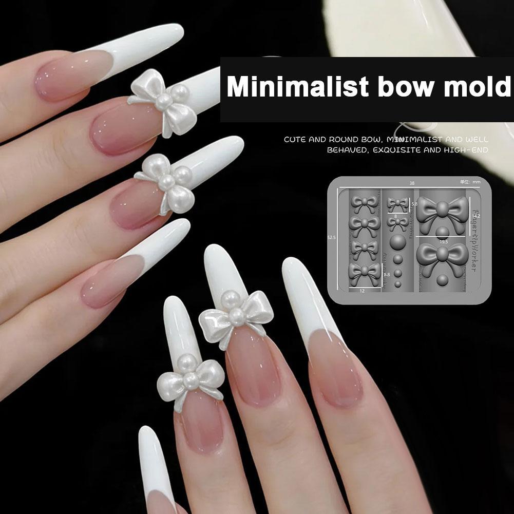 DIY Nail Art Khuôn Silicon Chữ Thập Và Nơ Nhựa Đúc Bộ 3D Trang Trí Móng Tay Epoxy Thủ Công Dụng Cụ Y9J9