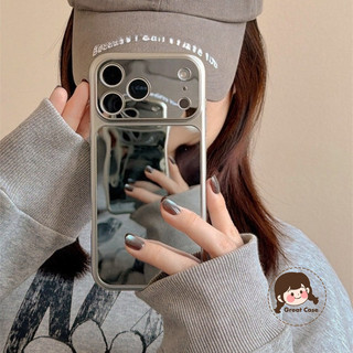Ốp Điện Thoại Gương Bạc Đơn Giản Cho iPhone Air 17 Pro Max 16 15 14 Plus 13 12 11 Pro Max XR XS Max X 17ProMax Vỏ Sang Trọng Bảo Vệ Ống Kính Dễ Thương Vỏ Mềm