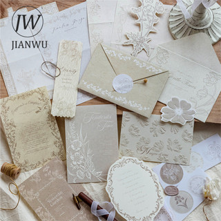 JIANWU Cầu Nguyện Hoa Dòng Vintage Thực Vật Cứu Trợ Phong Cảnh Chất Liệu Cắt Dán Memo Pad Sáng Tạo DIY Rác Tạp Chí Văn Phòng Phẩm