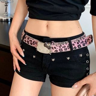 Leopard Print Horsehair Series Belt KT Cat Head Belt y2k Phụ kiện phù hợp