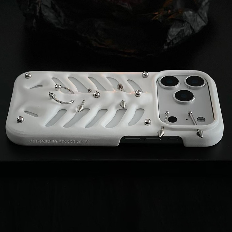 Ốp điện thoại xuyên xương Thích hợp cho iPhone17promax / 16pro / 15plus Vỏ cứng in 3D Vỏ bảo vệ chống sốc sáng tạo độc đáo