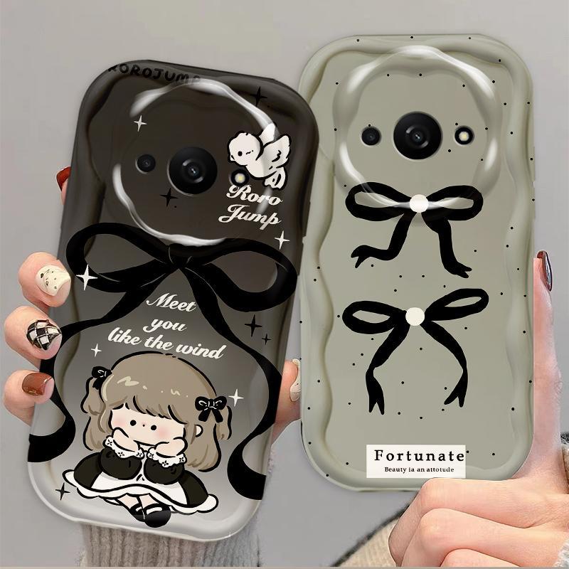 Thích Hợp Cho Redmi A3 / POCO C61 4G 3D Bé Gái TPU Mềm Hoạt Hình Dễ Thương Nơ Công Chúa Vỏ Điện Thoại Chống Sốc